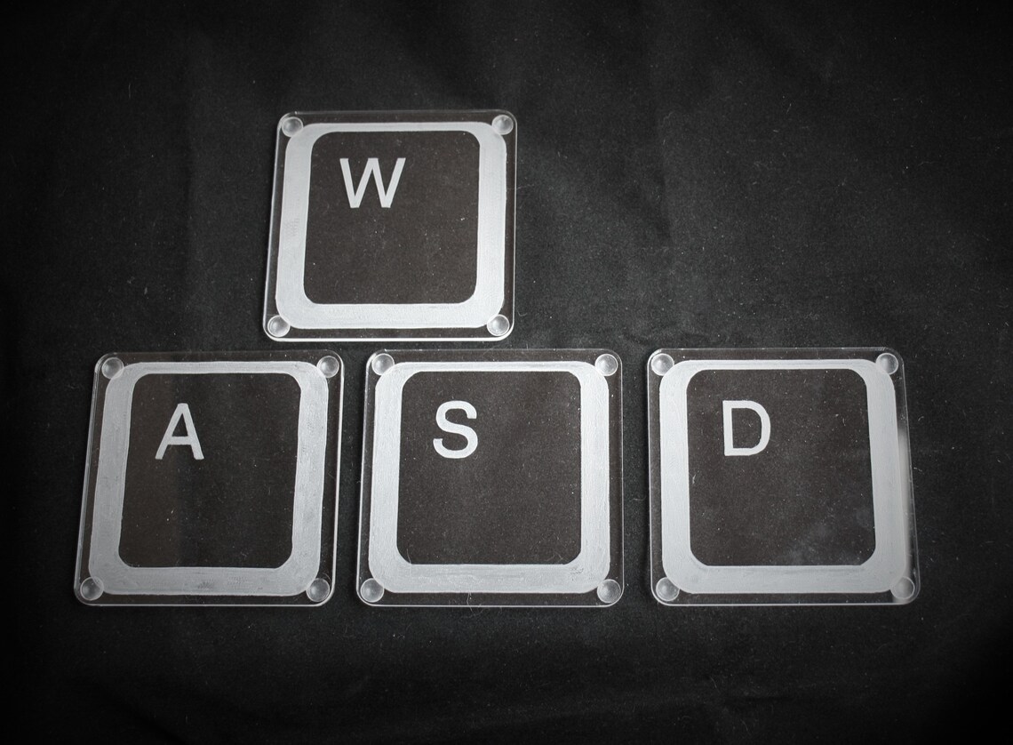 WASD keys coasters Keyboard directional key Hand engraved Etsy