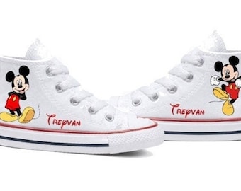 Mickey Mouse Inspired High Top Converse, Mickey Mouse Converse, Mickey Mouse Inspired All Star Chucks, Personalized Name