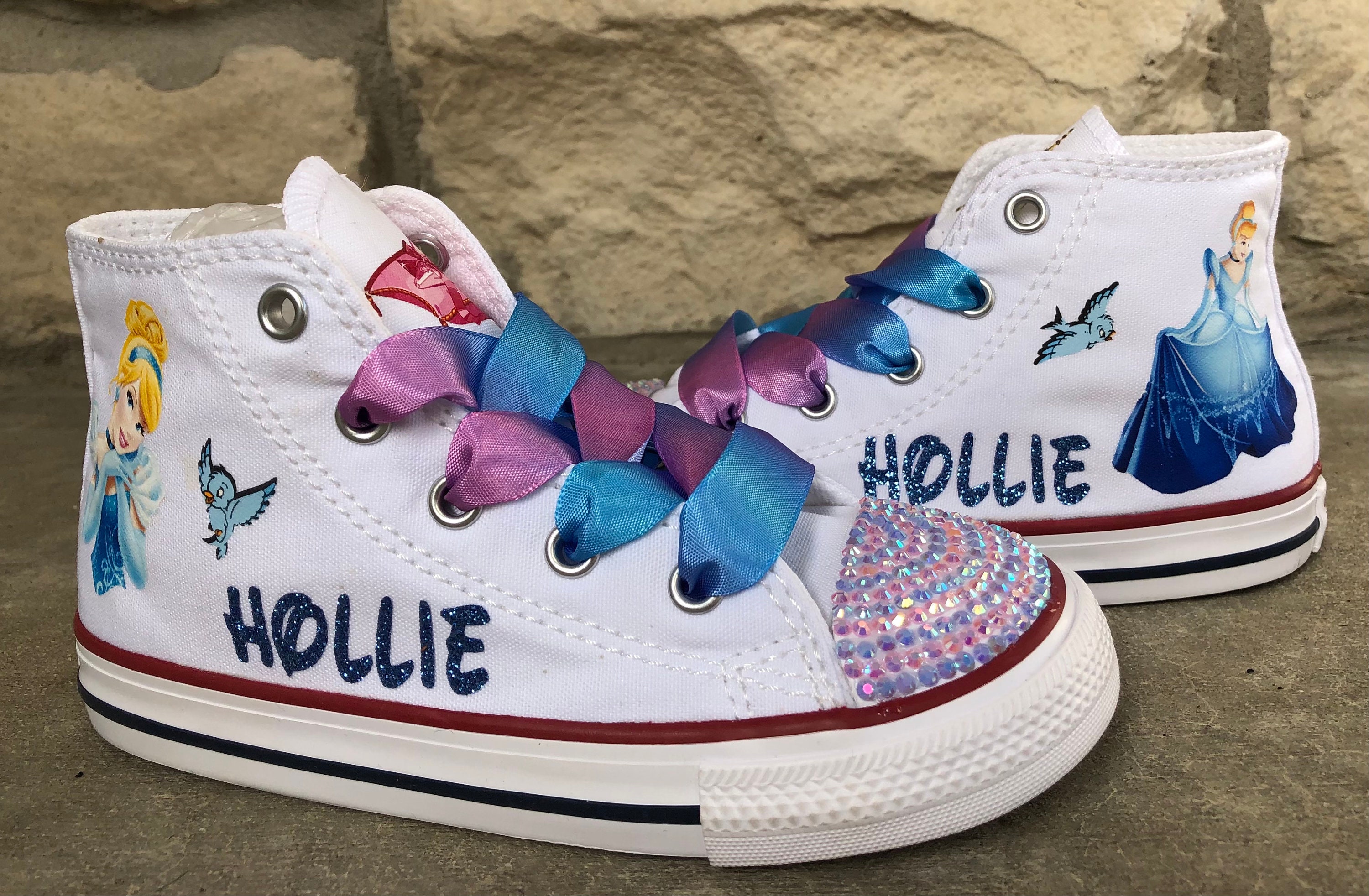 Cinderella Converse Sneakers Custom Converse Cinderella Shoes Rhinestone Converse High Top Sneakers Personalized Name Custom Chucks Etsy