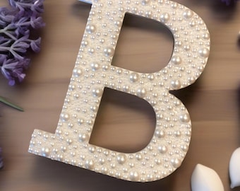 Letras de perlas adornadas de 24 cm / Letras decorativas de pared hechas a mano / Letras de perlas para despedida de soltera/fondo de boda / No se sostienen por sí solas