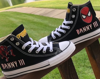 Spider-Man Converse, Super Hero Converse, Spider-Man Sneakers, Personalized Name, Custom Converse, 5 Color Options