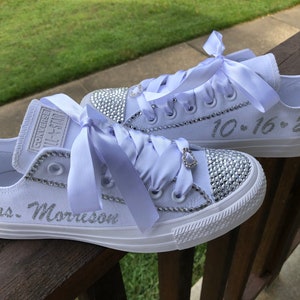 Wedding Converse, Bride Wedding Sneakers, Blinged Wedding Converse, Rhinestone Wedding Converse, Personalized Gifts image 1