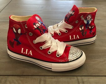 Spidey and His Amazing Friends Converse, High Top Personalized Sneakers, Many Colors and Sizes, Spiderman