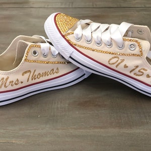Wedding Converse, Bride Wedding Sneakers, Blinged Wedding Converse, Rhinestone Wedding Converse, Personalized Gifts