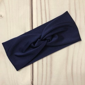 Solid Spandex Fabric Headband, Woman Headband, Navy Nylon Headband, Yoga Headband, Workout Headband Nurse Headband, Next Day Shipping