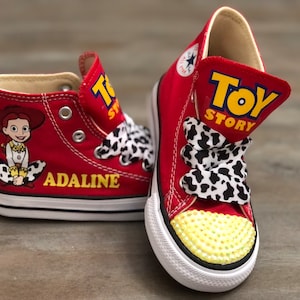 Toy Story Converse, Toy Story High Top Converse, Toy Story Sneakers, Jessie Converse Sneakers, Personalized Name, 5 Color Options