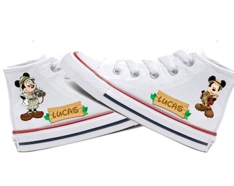 Mickey Mouse Inspired High Top Converse, Mickey Mouse Safari Converse, Mickey Mouse Inspired All Star Chucks, Personalized Name