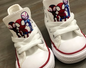 Spidey and His Amazing Friends Converse, High Top Personalized Sneakers, Many Colors and Sizes, Spiderman