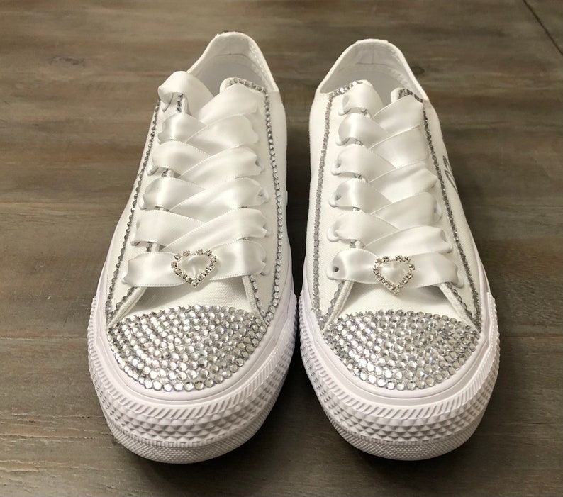 Wedding Converse, Bride Wedding Sneakers, Blinged Wedding Converse, Rhinestone Wedding Converse, Personalized Gifts image 9