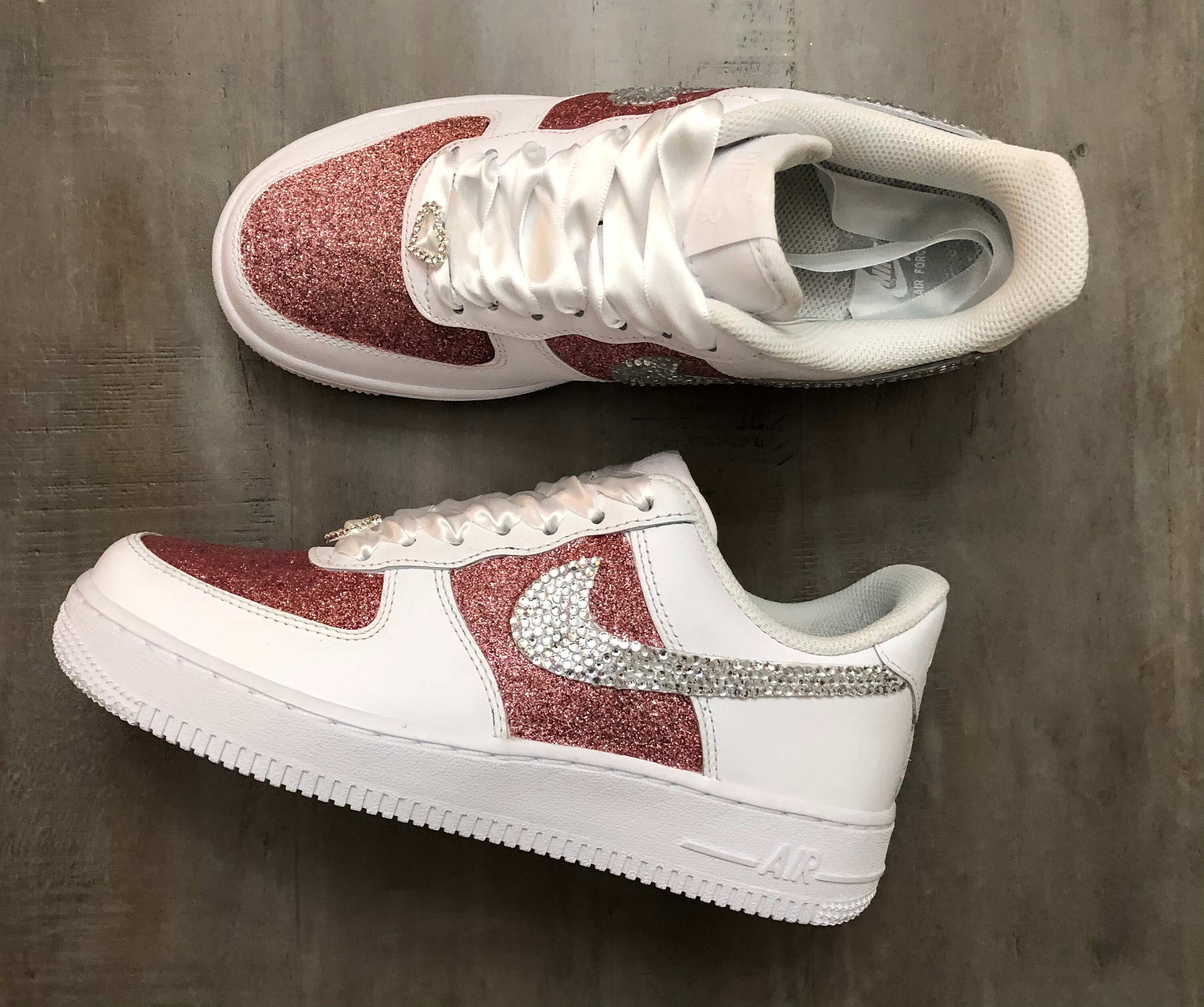 Custom Blinged Air Force 1 Sneakers, Glitter and Rhinestone Wedding AF1 ...