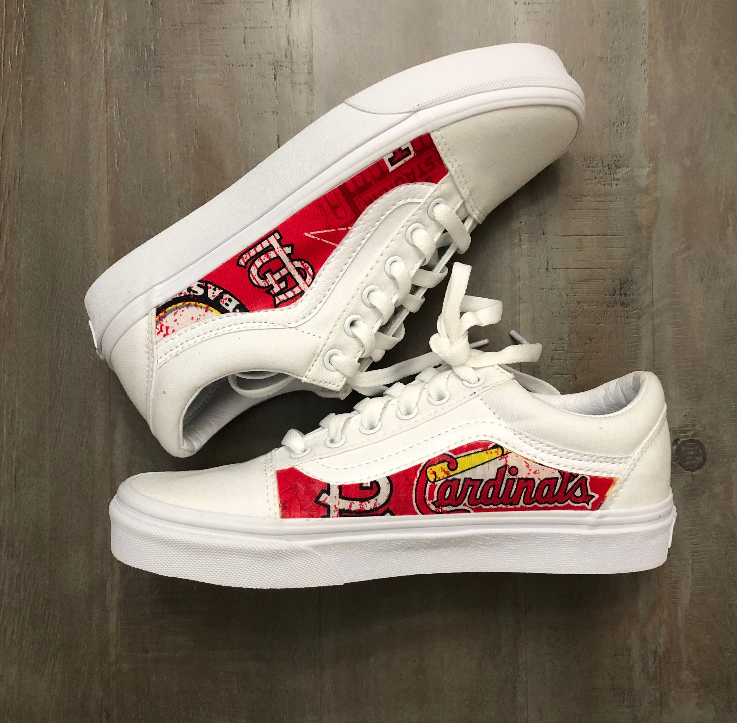 Custom STL Cardinals Vans Old Skool Sneakers Cardinals Red 