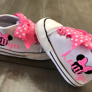 Personalized Baby Girl Canvas Sneakers, Baby Infant Toddler Walkers, Personalized Name, Baby Girl Sneakers