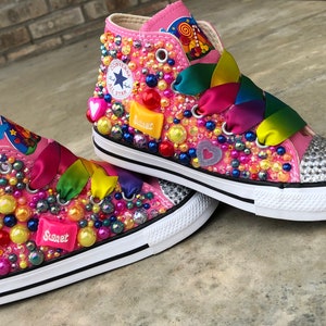 Candyland Converse Sneakers Rhinestones and Pearls Converse Blinged Converse Sneakers Toddler Sneakers High Top Candy Converse Sneakers Etsy Canada