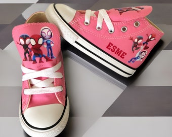 Spidey and His Amazing Friends Converse, High Top Personalized Sneakers, Many Colors and Sizes, Spiderman