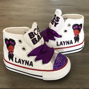 Purple Boss Baby Converse Sneakers, Boss Baby Afro Girl Converse All Stars, Personalized Name, Custom Chucks
