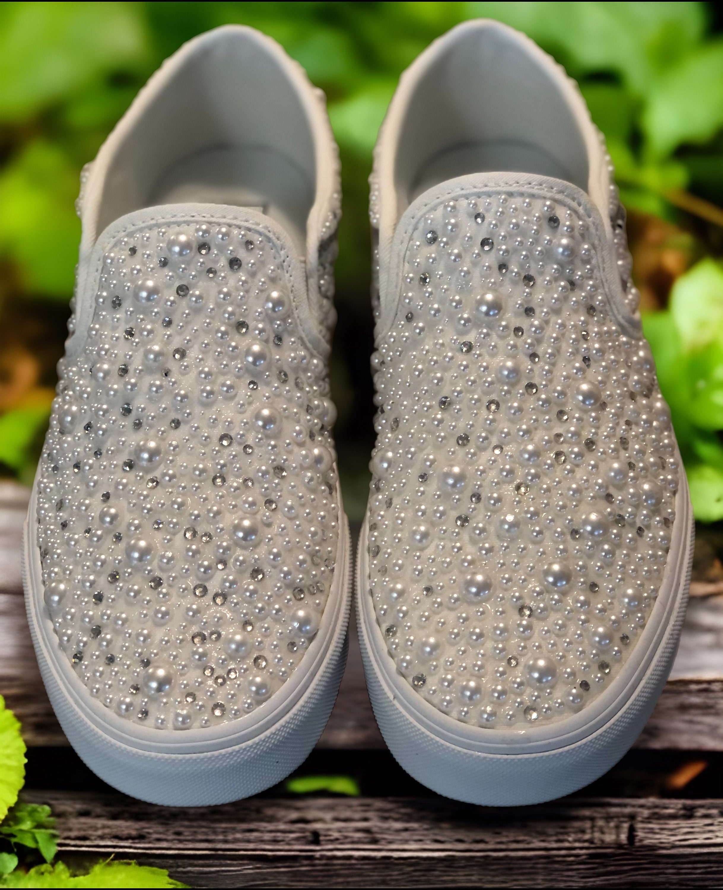 Womens Rhinestone Slip on Sneakers Etsy
