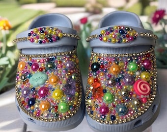 Blinged Crocs, Candyland Blinged Crocs, Toddler, Little Kids, Big Kids, 10 Color Options