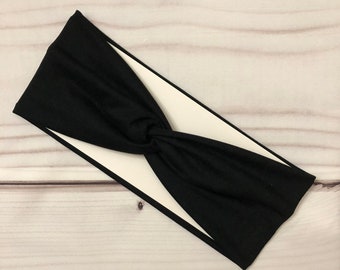 Solid Spandex Fabric Headband, Woman Headband, Black Nylon Headband, Yoga Headband, Workout Headband Nurse Headband, Next Day Shipping