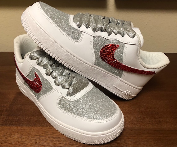 silver white red air force 1