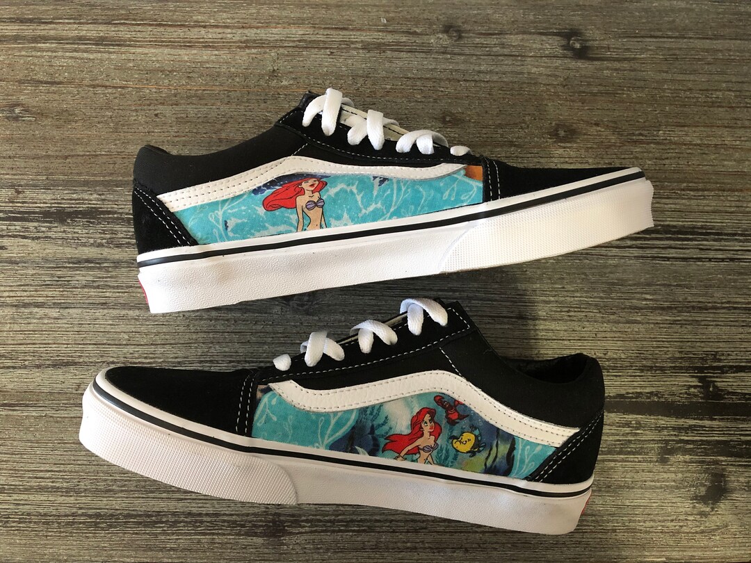 Custom Little Mermaid Vans Old Skool Sneakers, Custom Ariel Old Skool ...