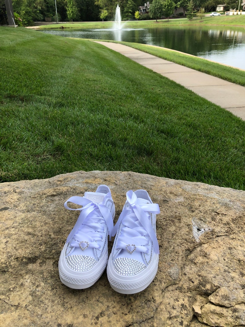 Wedding Converse, Bride Wedding Sneakers, Blinged Wedding Converse, Rhinestone Wedding Converse, Personalized Gifts image 6