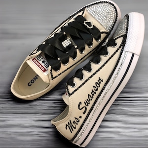 Wedding Converse, Bride Wedding Sneakers, Blinged Wedding Converse, Black Rhinestone Wedding Converse, Personalized Gifts