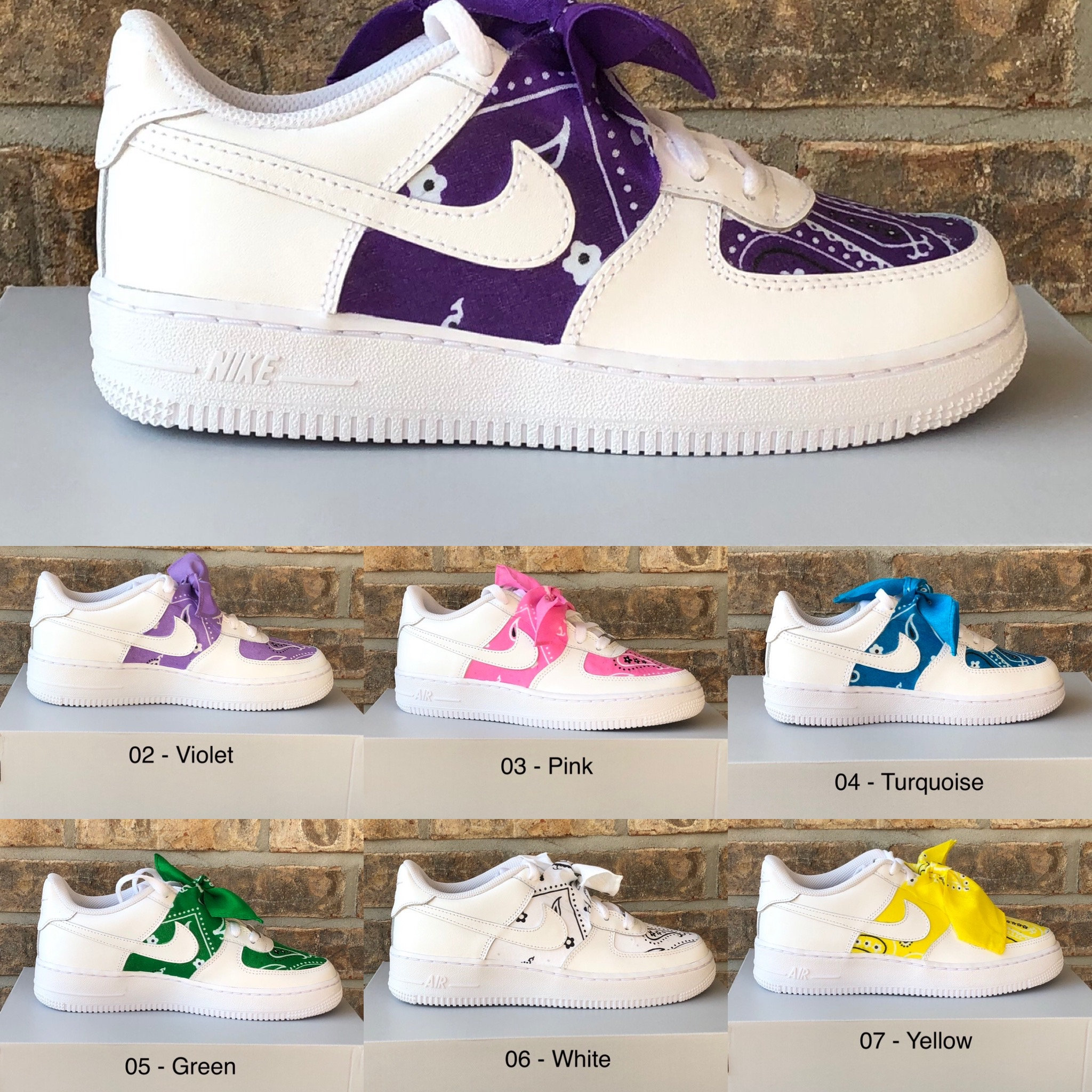 Custom Air Force 1 Neon Nike Af1 Trainers Shoes Pink/ Purple