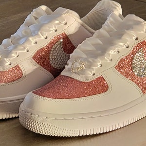 Custom Blinged Air Force 1 Sneakers, Glitter and Rhinestone Wedding AF1 Sneakers, Wedding Sneakers, Match Your Wedding Colors