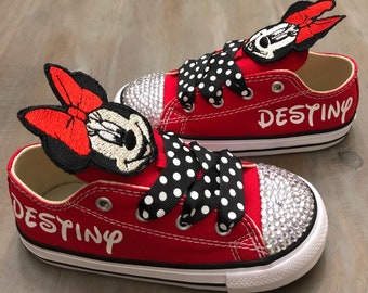 Minnie Mouse Converse Sneakers, Toddler Converse Shoes, Disney Sneakers, Custom Minnie Mouse Sneakers, Personalized Name, Custom Chucks