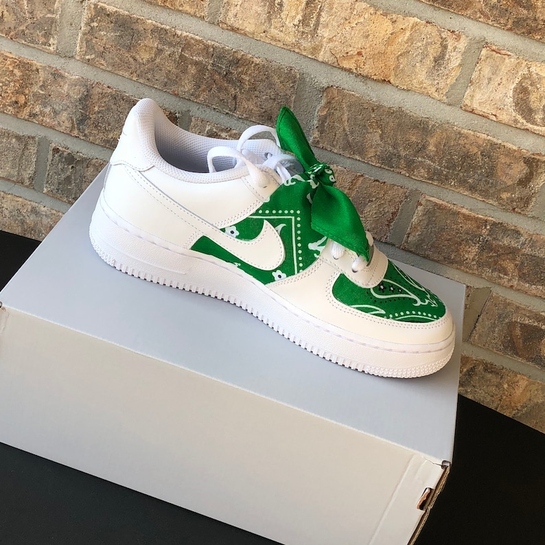 Custom Green Bandana Air Force 1 Sneakers Adult and Youth | Etsy