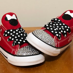 Minnie Mouse Converse Sneakers, Toddler Converse Shoes, Custom Minnie Mouse Sneakers, Personalized Name, Custom Chucks
