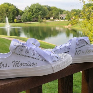 Wedding Converse, Bride Wedding Sneakers, Blinged Wedding Converse, Rhinestone Wedding Converse, Personalized Gifts image 3