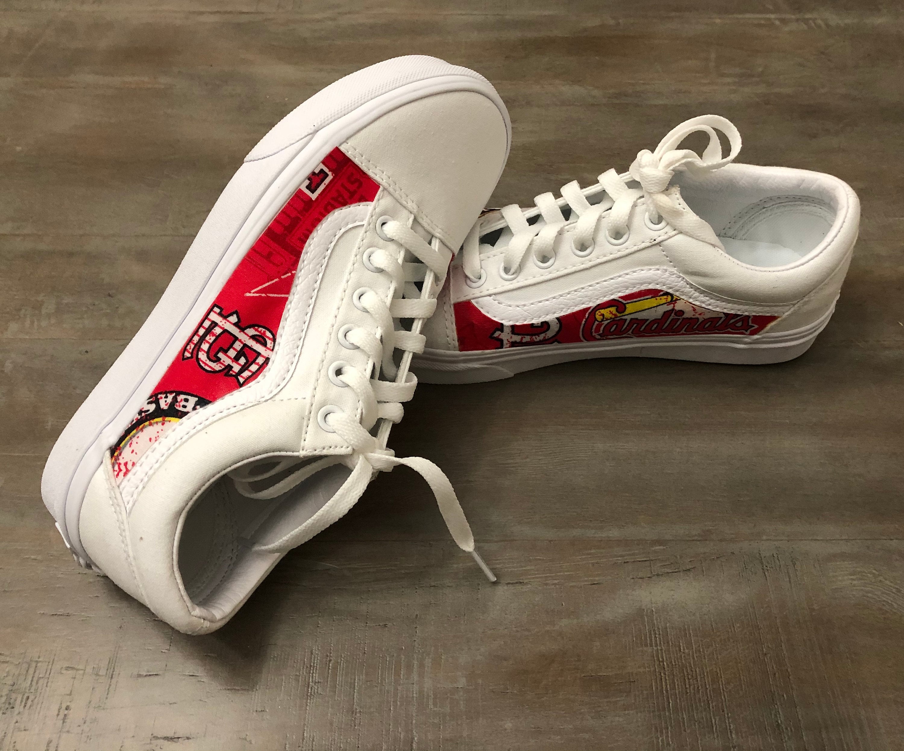 Custom STL Cardinals Vans Old Skool Sneakers Cardinals Red 