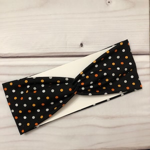HALLOWEEN Headband, Woman Headband, Black Multi Polka Dots Headband, Nurse Headband, Next Day Shipping