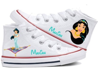 Princess Jasmine Inspired High Top Converse, Princess Jasmine Converse, Princess Jasmine Inspired All Star Chucks, Personalized Name