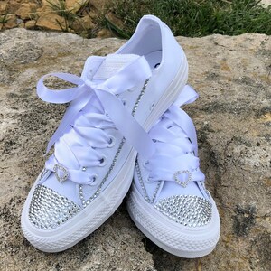 Wedding Converse, Bride Wedding Sneakers, Blinged Wedding Converse, Rhinestone Wedding Converse, Personalized Gifts image 4