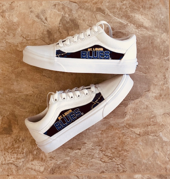 Buy Custom STL Blues India Sneakers, Blues Sneakers, Old Vans Etsy Louis Hockey - Skool Old NHL Vans Skool Vans in Blues STL Online Saint