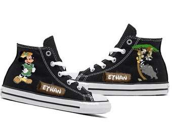 Mickey Mouse Safari Inspired High Top Converse, Mickey Mouse Converse, Mickey Mouse Inspired All Star Chucks, Personalized Name