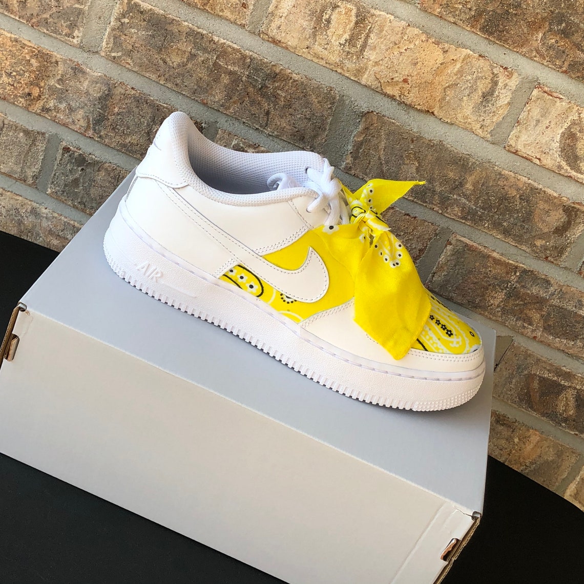 Custom Yellow Bandana Air Force 1 Sneakers Adult and Youth | Etsy