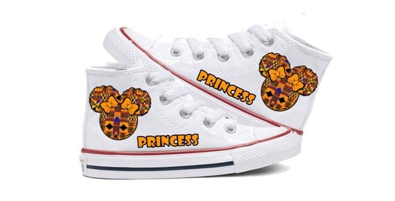 Kente Afro Puff Minnie High Top Converse Infant Toddler Little Kids Sizes Personalized Name Etsy