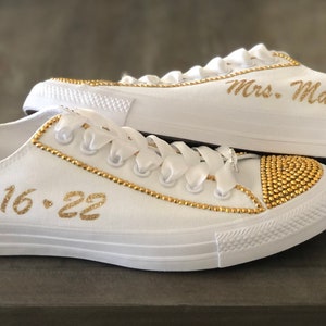 Wedding Converse, Wedding Sneakers, Blinged Wedding Converse, Rhinestone Wedding Converse, Personalized