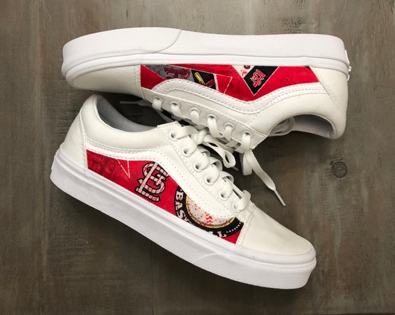 Custom STL Cardinals Vans Old Skool Sneakers Cardinals Red 