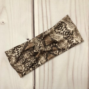 Brown Snake Print Headband, Woman Twist Headband, Knit Headband, Yoga Headband, Workout Headband Nurse Headband, Next Day Shipping