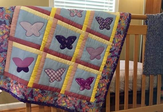 3 Piece Handmade Butterflies Crib Bedding Set Etsy