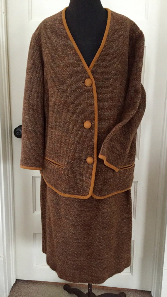 Vintage Brown Ladies Knit Suit By Koret of Califor