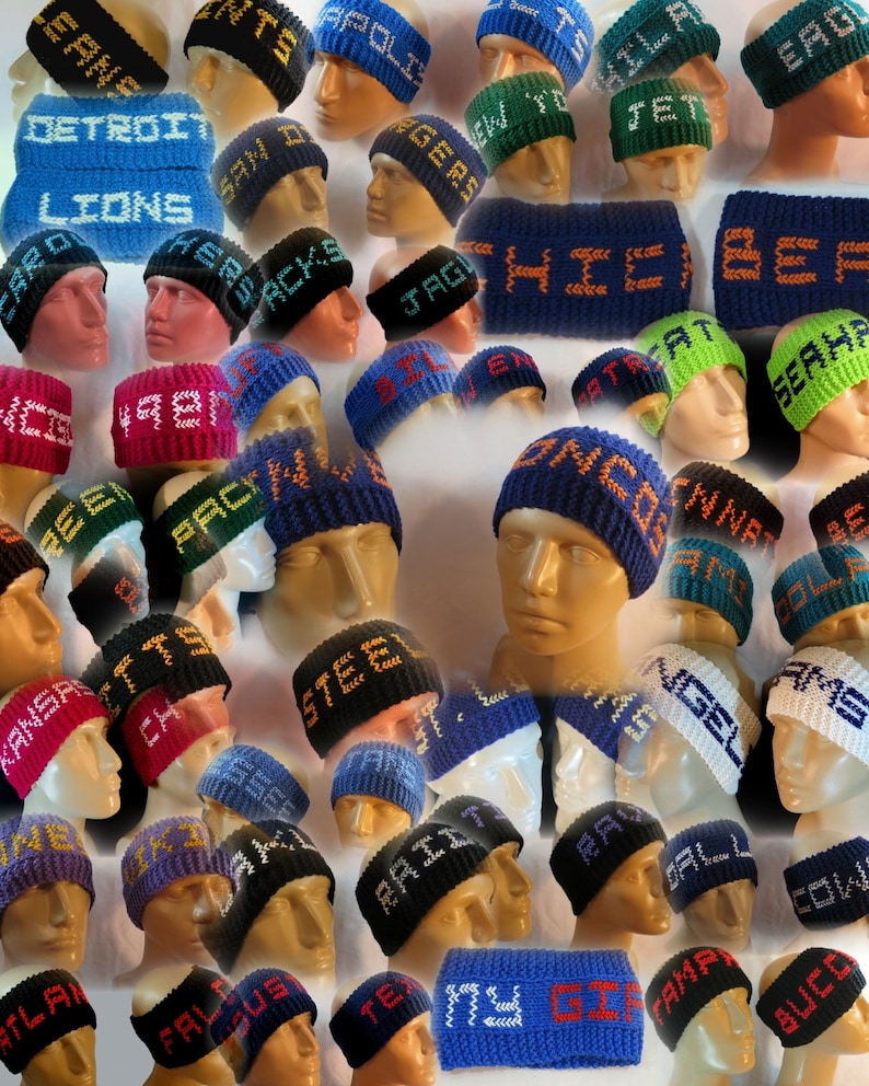 Custom Made Sport Headbands Ice Hockey Ear Warmers Hockey Headbands Knit Ear Warmers Individualized Headbands Football Ear Warmers