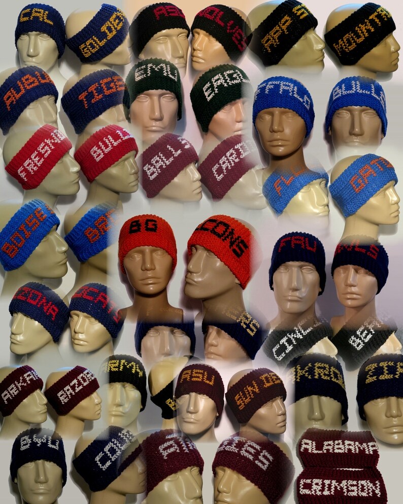 Custom Made Sport Headbands Ice Hockey Ear Warmers Hockey Headbands Knit Ear Warmers Individualized Headbands Football Ear Warmers