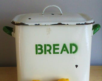 Vintage 1930s Enamel Bread Bin