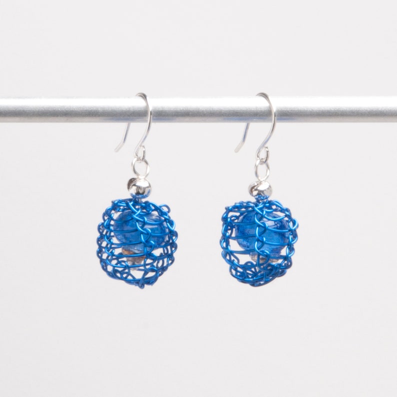 Wire earrings Modern Earrings Viking Knit earrings Blue Viking Knit Earrings Blue Earrings Viking Knit Studio