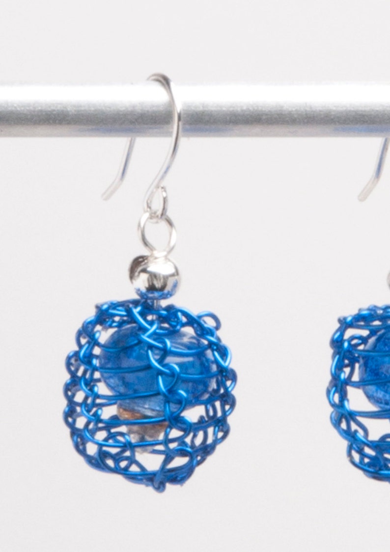 Wire earrings Modern Earrings Viking Knit earrings Blue Viking Knit Earrings Blue Earrings Viking Knit Studio